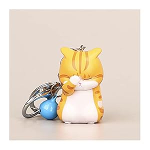 Hongtai Schattig Verlegen Kat Sleutelhangers Mollige Kitten Sleutelhanger Trinket Tas Ornament Sleutels Organizer Mode Dierlijke Sieraden (Color : Yellow)