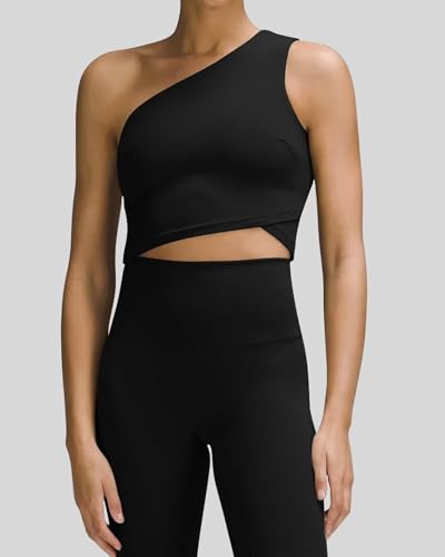 QUEENIEKE Womens One Shoulder Sports Tank Tops Built in Bra Yoga Vest Workout Cute Sleeveless Shirt Medium Support Tank 6
