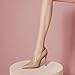 miss left Women Stiletto High Heel Loafer Pumps with Trim Closed Pointed Toe Slip On Basic Office Dress Fashion Shoes Size 6 Apricot