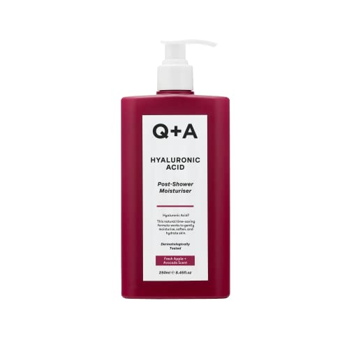 Q+A Hyaluronic Acid Post Shower Moisturiser (250ml), Wet-Skin Body Lotion with Avocado & Hazelnut Oils, Prebiotic Hydration