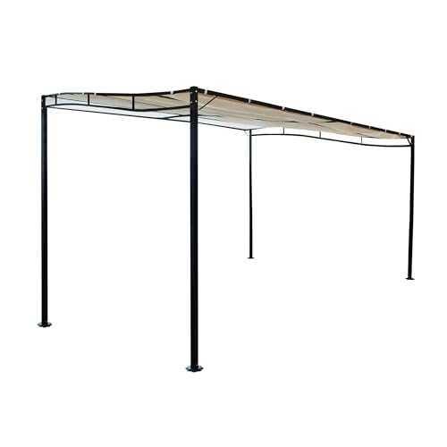 MilaniHome.it - Gazebo Pergola A Parete 3x4 in Metallo Nero con Telo Beige per Esterno E Giardino Pergolato Verandadi coloreAntracite