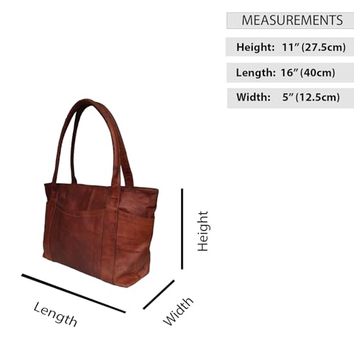 Bolso Tote de Cuero Marrón para Mujer miniatura 5