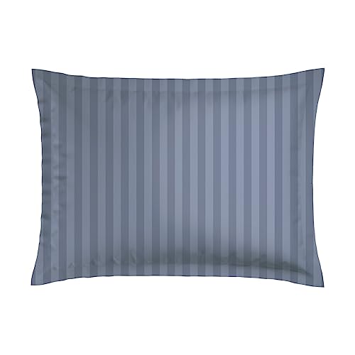 CXL by Christian Lacroix – Juego de 1 almohada rectangular con memoria de forma + 1 funda de almohada – 50 x 70 cm – Ropa de cama de satén de algodón – Lavable a máquina a 40 °C – Rayas tejidas, color