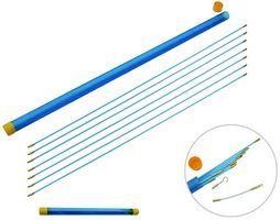 Duratool 3.3m Non-Conductive Fibreglass Cable Rod Kit - 12 Piece Wire Pulling & Cable Routing Set including Storage Case - D01871