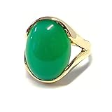 polierte Oberfläche Ring 333/- Gelbgold Chrysopras grün Cabochon oval 20 x 15 mm Goldring #64