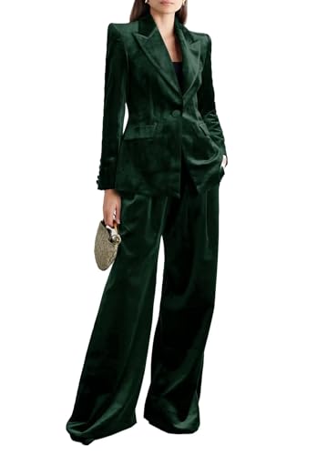 Women Velvet 2 Piece Suit Peak Lapel Blazer Jacket Pants Wedding Prom Tuxedo
