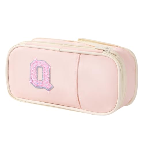 Image of Janhavi Initial Large Capacity Premium Oxford Cute Aesthetic Pencil Case Pouch Bag Special School Supplies Colored Stationery Organizer Gifts for Girls, Women, Adults