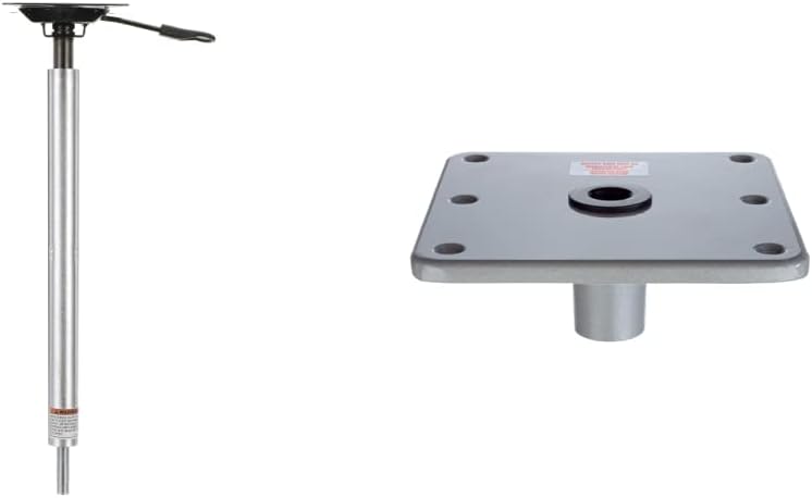 Attwood SP-3204 Lock’N-Pin ¾-inch Pin Post, Power Pedestal, Adjustable Height 24 to 30 Inches & SP-67749 Swivl-Eze Lock'N-Pin Aluminum 7-Inch x 7-Inch Marine Boat 3/4-Inch Pedestal Base