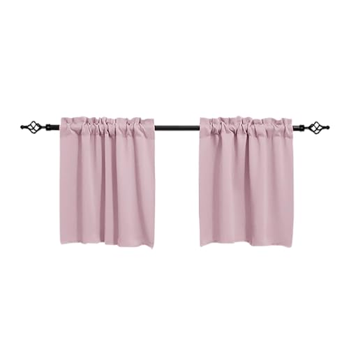 WLTYSM Cortinas Opacas for Cocina, Cortinas Cortas con Aislamiento térmico, for Sala de Estar, Dormitorio, con Bolsillo for Varilla, Tejido de gofre, Paneles pequeños(Pink,1PANEL_132X46CM)