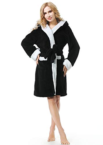 Timsophia Plush Robes For Womens Bathrobes With Hood Soft Animal Robes Cozy Warm Koala Gifts, Black #TOP1