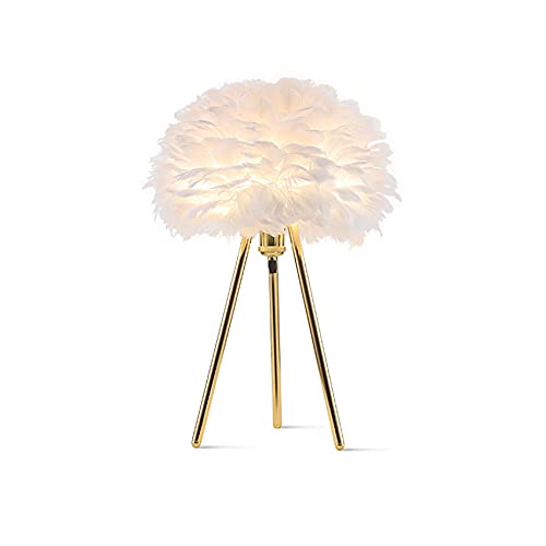 Lampe de table de plumes blanche et moderne pour chevet de chambre