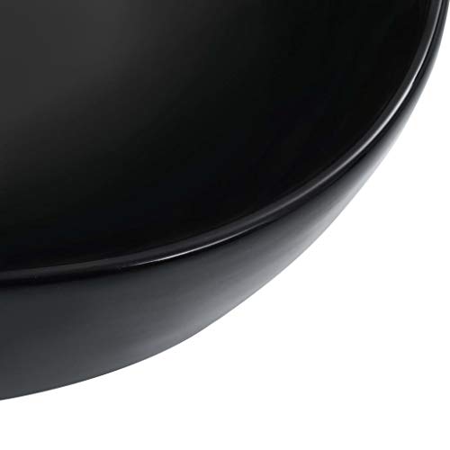 Lavabo de cerámica negro 45,5 cm Mangloder elegante para cuarto de baño de invitados moderno 6