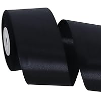 TONIFUL breites schwarzes Satinband, 5,1 cm x 22,8 m, solides Stoffband, Rolle für Valentinstag, Basteln, Stuhlschärpe, Geschenkverpackung