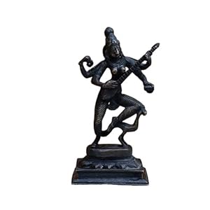 Crafting with love a beautiful brass black finish Goddess SARASWATI with sitar Home Decor / Showpiece / Statue