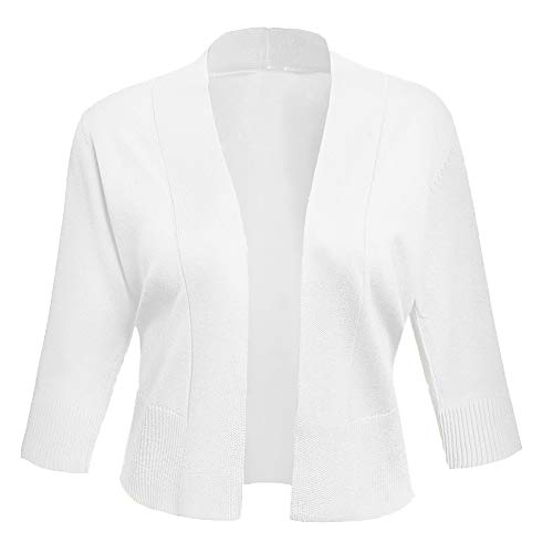 AAMILIFE Women's 3/4 Sleeve Cropped Cardigans Sweaters Jackets Open Front Short Shrugs for Dresses2