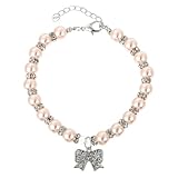 HOMOBABE Collar de Perlas para Mascotas Hebilla Ajustable, Material de Aleación E Imitación de Perlas, Diseño Elegante y Cómodo para Perros y Gatos