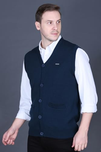 Image of V Neck Cardigans for Men - Woolen Sleeveless Sweater for Man Winter Wear