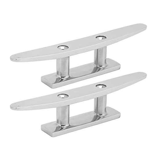 Multizenic 2PCs 5in Boat Cleat Open Base, 316 Stainless Steel, Easy Installation, for Watercraft Boat Yacht Kayak Jet Ski Docks Decks, Silver, Upgrade Polishing, High Load Bearing