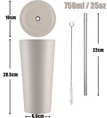 LATERN Iced Coffee Tumbler with Lid and Straw, 750ml Insulated Stainless Steel Cup Double Wall Vacuum Travel Coffee Mug Reusable Water Cup Keeps Drinks Cold & Hot (Coffee Grey, 1Pcs) - Image 4
