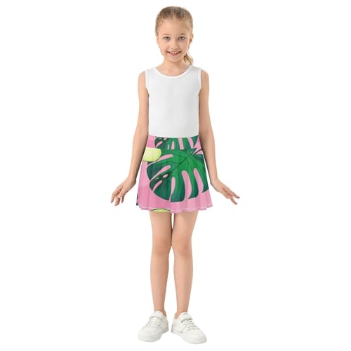 Athletic Shorts for Girls Skorts Skirts with Shorts Custom Teen Skirt Avocados Leaves Pink 3t3
