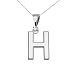 Donne Collana Pendente 14 Ct Bianco Oro Alto Polacco Milgrain Solitario Diamante "H" Sigla (Viene Fornito Con Una Catena Da 45cm)