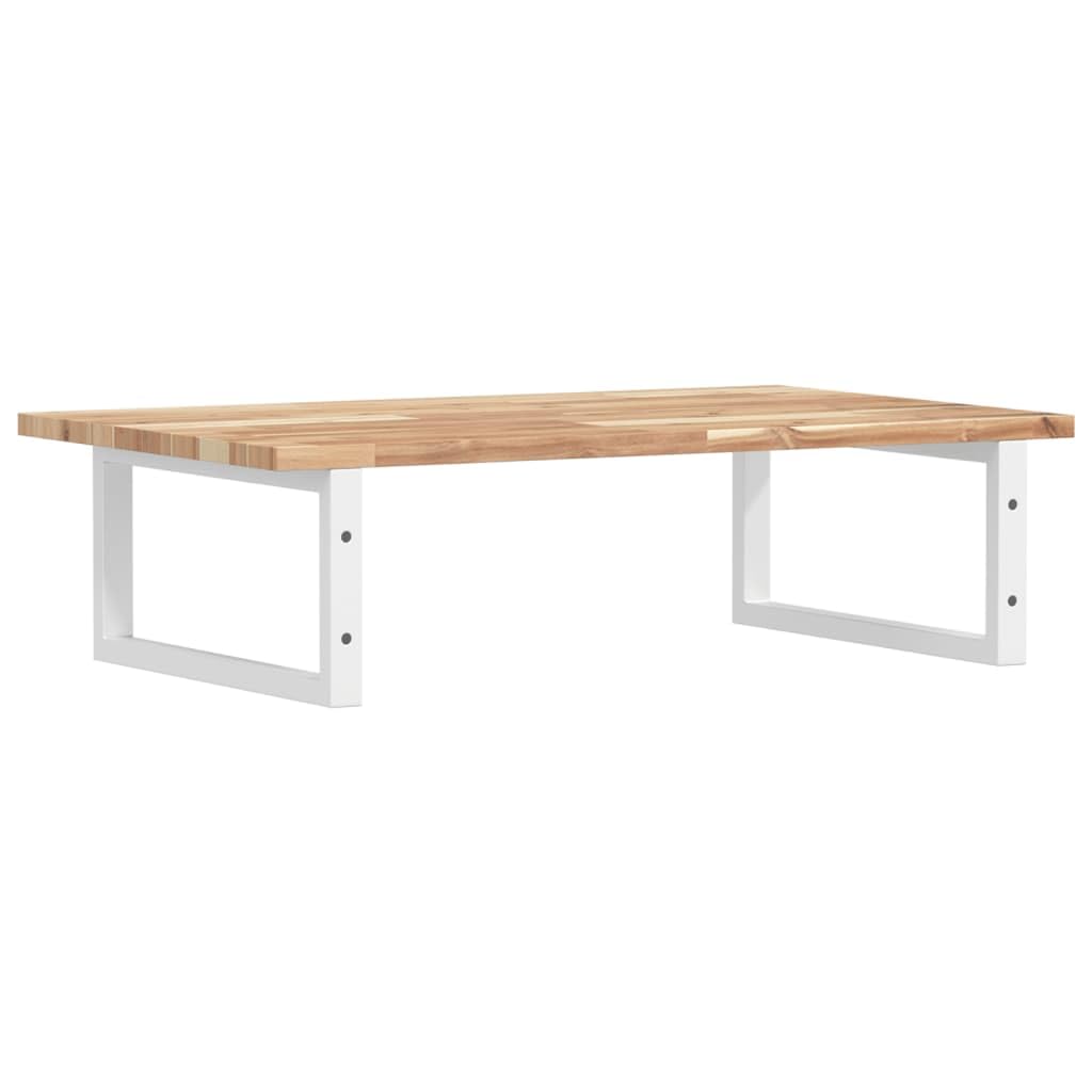 Estantería para lavabo de pared de acero y madera maciza de acacia 60 x 50 cm, soporte rectangular, ahorra espacio, soporta hasta 100 kg, ideal para baño, muebles de baño, armario bajo lavabo