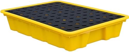 Polyethylene Spill Containment Pallet for Oil Drums, Modular Tray 49x35x9cm, Perfect for Warehouses, Factories, and Hazardous Material Storage