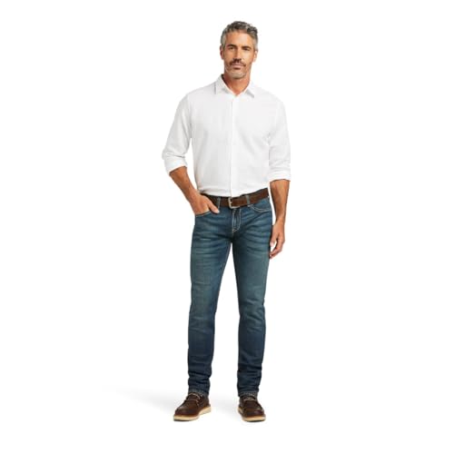 Image of ARIAT Grafton M8 Modern TekStretch Sebastian Slim Leg Men's Jeans 10039625, Dark Blue, 28