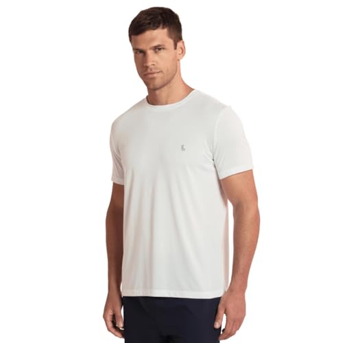 Camiseta Masculina Lupo Esportiva para Academia e Treino com Detalhe Refletivo Tecido Leve e Respirável Corrida Dry Fit (BR, Alfa, G, Regular, Branca)