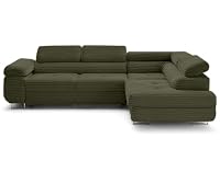 Lisa Design Zaria - canapé d'angle Droit 5 Places Convertible avec Coffre et têtières en Velours côtelé Grosse