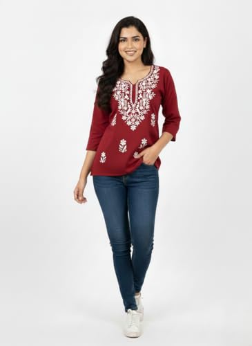 Image of Women's Rayon Kashmiri Embroidered Short Kurti | Stylish and Comfortable Kashmiri Short Kurti Tops for Casual Or Special Occasions | Pack of 2 Combo |
