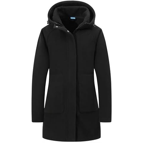 GIMECEN Womens Long Polar Fleece Jacket Warm Winter Coat with Pocket Full-Zip Hooded Outerwear Cover