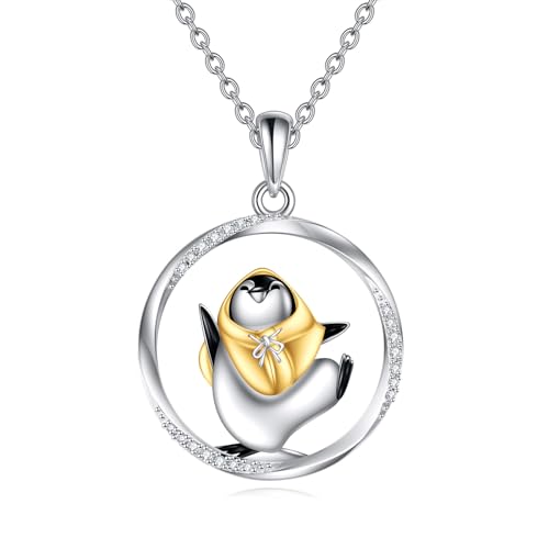 Image of Penguin/Flamingo/Frog/Whale/Fox Necklace Sterling Silver Penguin/Flamingo/Frog/Whale Jewellery for Women and Girls, klein, Sterling Silver, Cubic Zirconia
