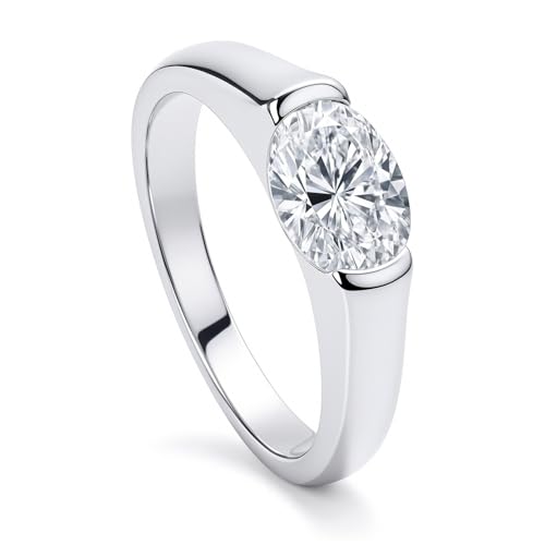BERRICLE Silver Solitaire 1.2 Carat Oval CZ Engagement Promise Ring for Her