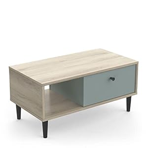 Table Basse Rectangulaire pour le Salon – Style Scandinave affirmé – Format 72 x 39 x 34 CM – Produit Solide, Résistant à l’Eau et Fabriqué en France