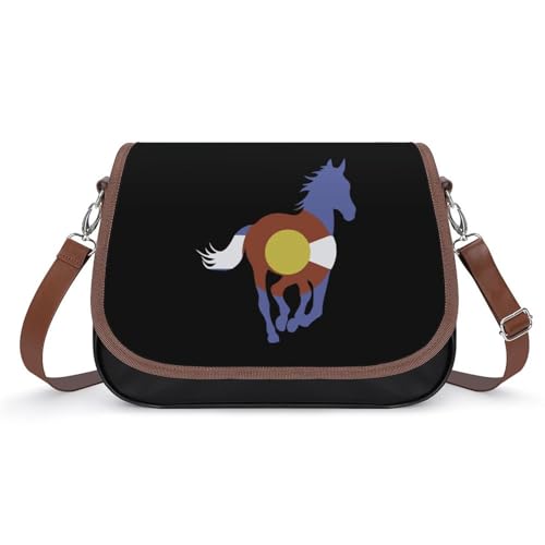 Colorado Wild Horses Crossbody Bag Anti-Theft Side Shoulder Bags Adjustable Leather Messenger Bag Unisex