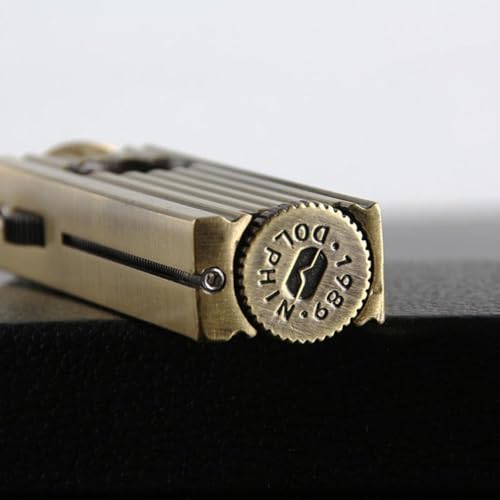 Image of Smoke King Bohemian Gold Antique Vintage Lighter - Reusable Windproof Trench Lighter with Horizontal Pull-Out Ignition, Collection & Gift (Brass)
