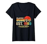 Photo Gallery donna classic est. 1989 limited edition vintage year 1989 birthday maglietta con collo a v Photo Gallery donna classic est. 1989 limited edition vintage year 1989 birthday maglietta con collo a v
