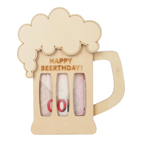 CJ&M Biglietto regalo di birra/desiderieri/carta regalo in legno/biglietto di compleanno/sorpresa/regalo di denaro/regalo di compleanno