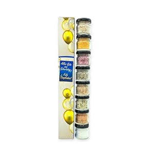 TERRAMAR MALLORCA - Sal Marina Gourmet Meersalz GEBURTSTAGS-EDITION, Salz Geschenke aus Mallorca, das ideale Gewürze Geschenkset Salzset (8x25g)