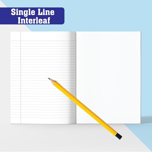 Image of KAANUKA Single Line Interleaf Notebooks | One Side Blank /Unruled And One Side Ruled Notebook | 172 Ruled & Unruled Pages | Crown /King Size Notebooks | 24 cm x 18 cm | Set of 5 Notebook