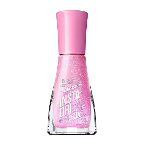 Sally Hansen Insta-Dri Crystal Nail Polish | Quick Dry Long Lasting Streak-Free Shine | Opaque Shimmery | 118 Quartz Queen | Holographic Baby Pink Nail Color
