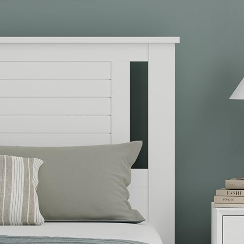 ComfIQ Serene Poplar Wood Full Size Headboard in White, Modern Farmhouse Panel with Horizontal Scoring, Casual Coastal Style, Easy Assembly, Quality Materials - Image 5