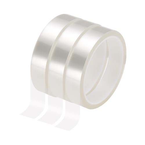 Image of HARFINGTON 3 Rolls High Temperature Masking Tape 4 /5 inch x108ft(20mmx33m) 0.05mm Thick PET Film Silicone Adhesive Heat Resistant Tapes for Heat Press Anodizing Circuit Board, Transparent