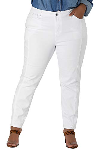 Agnes Orinda Women's Plus Size Jeans Washed Stretchy Skinny Jean Classic High Rise Casual Jeggings Denim Pants2