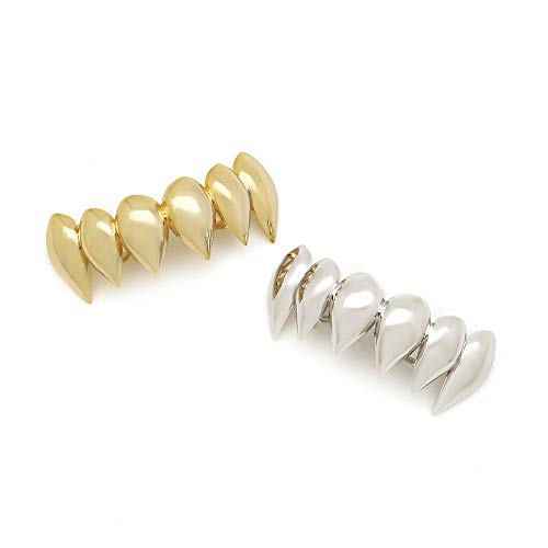 18K Gold Silver Plated Hip Hop Top Vampire Fangs Teeth Grillz4