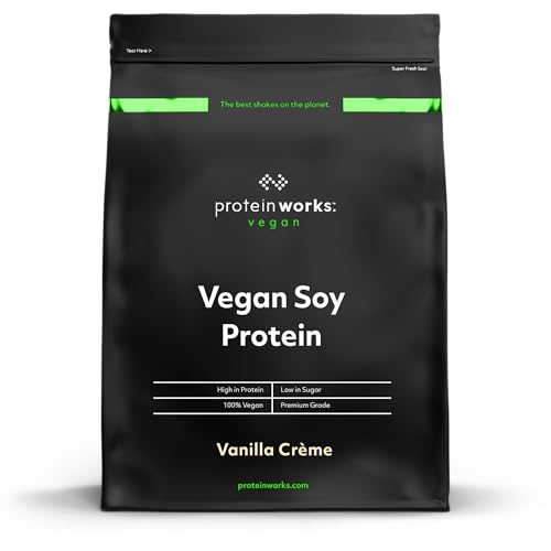 THE PROTEIN WORKS Proteína De Soja 90 (aislado) | Crema Alla | 100% Vegano | Procedente De Fuentes Sostenibles | Bajo En Grasas, Vainilla, 1000 Gramo