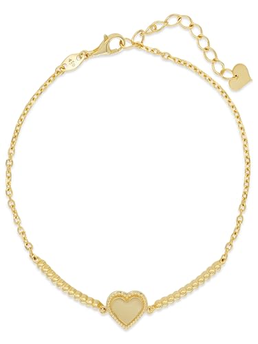 DEVATA 14K Solid Gold Clover/Heart/Butterfly/Cable Link/Round Women Chain Bracelet3