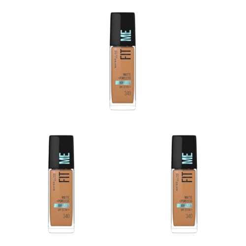 Image of Maybelline New York Fit Me Matte + Poreless Liquid Foundation, 340 (Pack of 3)