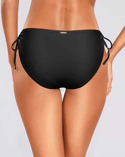 Zmart String Tie Side Bikini Bottoms - Women Full Coverage Swimsuit Bottom Mid Rise Mid Waist Swim Bathing Suit Bottom2